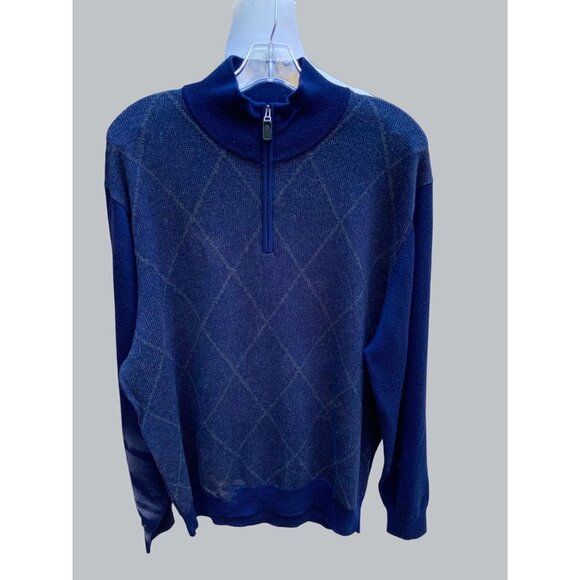 JOS.A.BANK MENS SIGNATURE COLLECTION MERINO WOOL BLUE ARGYLE PULLOVER SWEATER XL - Picture 8 of 8